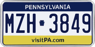 PA license plate MZH3849
