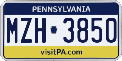 PA license plate MZH3850