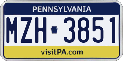 PA license plate MZH3851