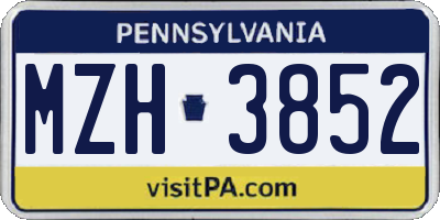 PA license plate MZH3852