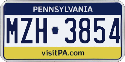 PA license plate MZH3854