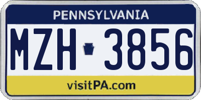 PA license plate MZH3856