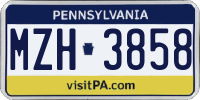 PA license plate MZH3858