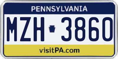 PA license plate MZH3860