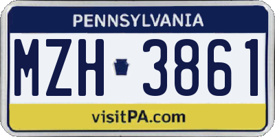 PA license plate MZH3861