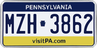 PA license plate MZH3862