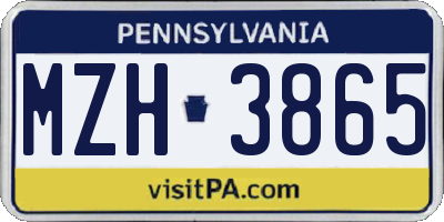 PA license plate MZH3865