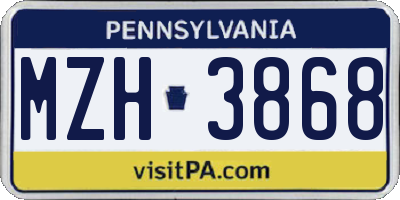 PA license plate MZH3868