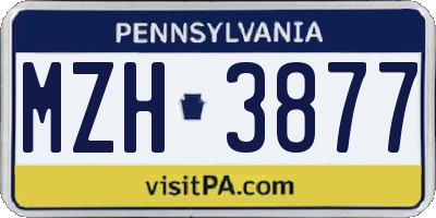 PA license plate MZH3877