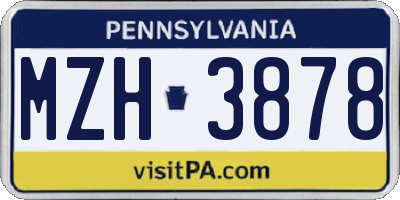PA license plate MZH3878