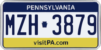PA license plate MZH3879