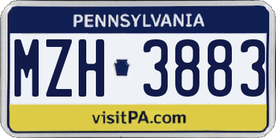 PA license plate MZH3883