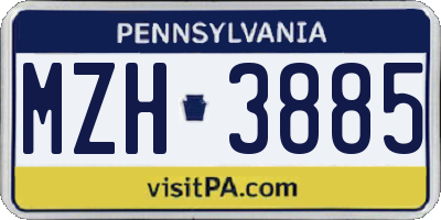 PA license plate MZH3885