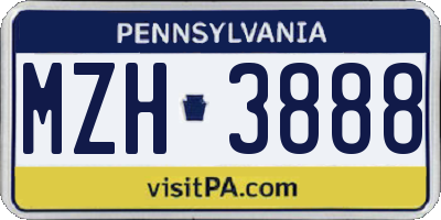 PA license plate MZH3888