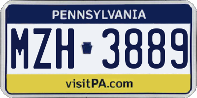 PA license plate MZH3889