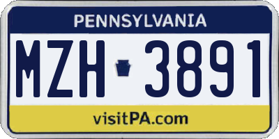 PA license plate MZH3891