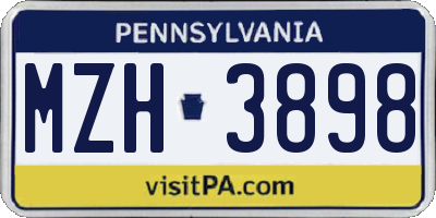 PA license plate MZH3898