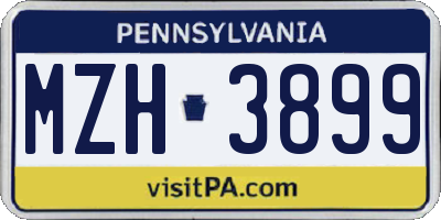 PA license plate MZH3899