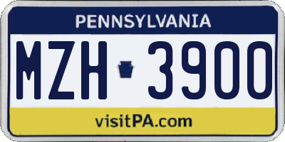 PA license plate MZH3900