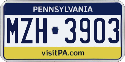 PA license plate MZH3903