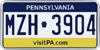 PA license plate MZH3904