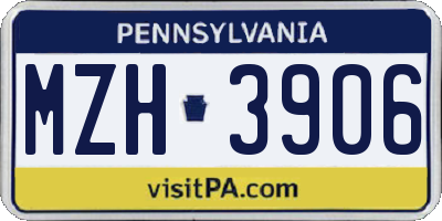 PA license plate MZH3906
