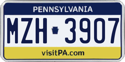 PA license plate MZH3907