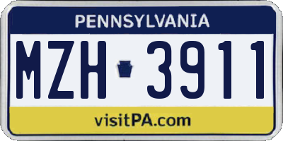 PA license plate MZH3911