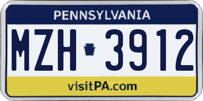 PA license plate MZH3912