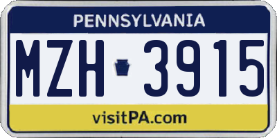 PA license plate MZH3915