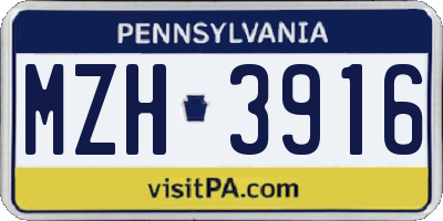 PA license plate MZH3916