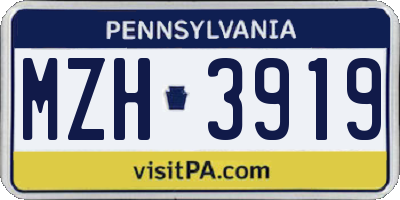 PA license plate MZH3919