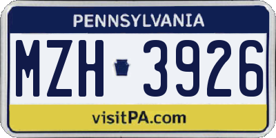 PA license plate MZH3926