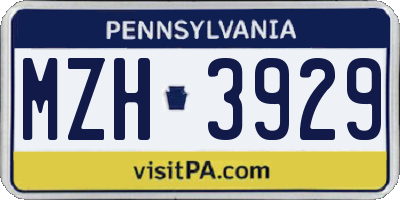 PA license plate MZH3929