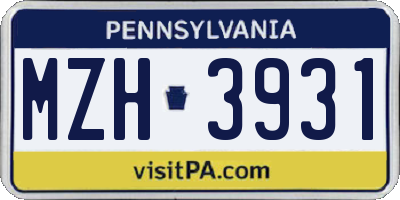 PA license plate MZH3931