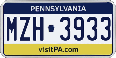 PA license plate MZH3933
