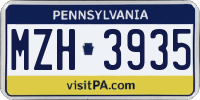PA license plate MZH3935