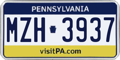PA license plate MZH3937