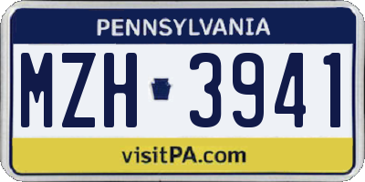 PA license plate MZH3941