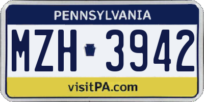 PA license plate MZH3942