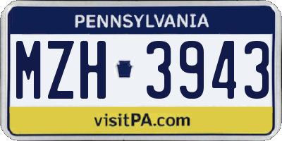 PA license plate MZH3943