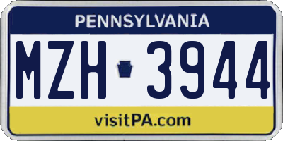 PA license plate MZH3944