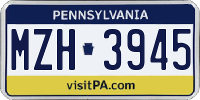 PA license plate MZH3945