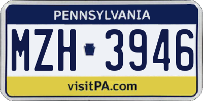 PA license plate MZH3946