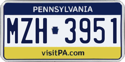 PA license plate MZH3951
