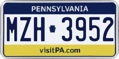 PA license plate MZH3952