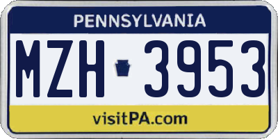 PA license plate MZH3953