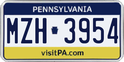 PA license plate MZH3954