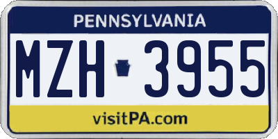 PA license plate MZH3955