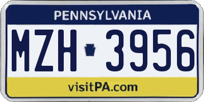 PA license plate MZH3956